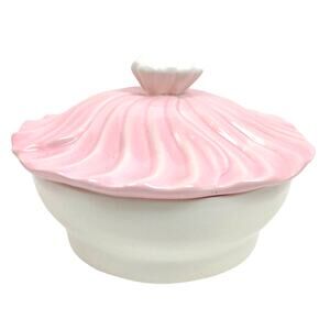 California Pottery USA Pink Serving Bowl Soup Tureen w Lid Casserole Dish # 367